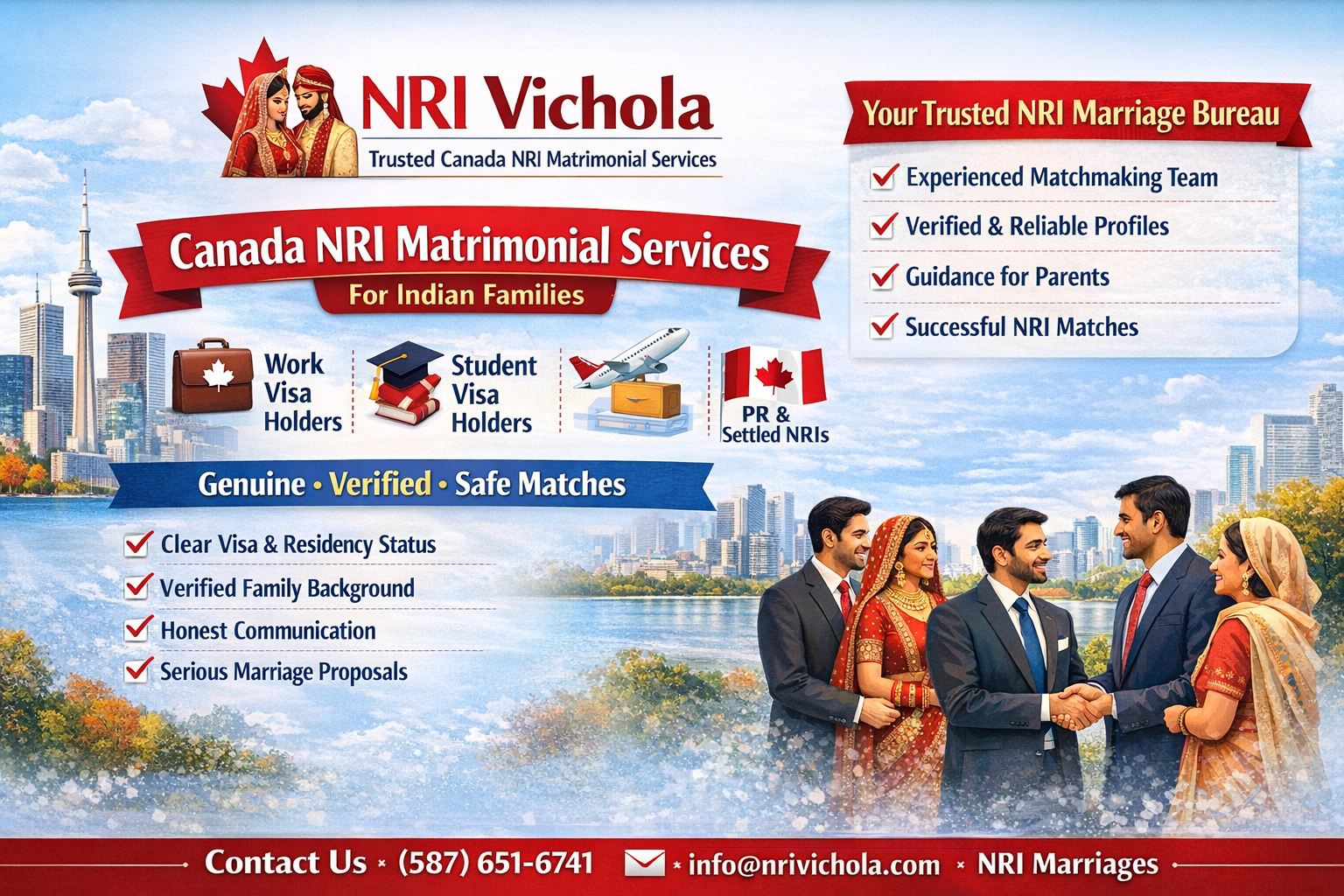 Canada NRI Marriage Process – Trusted NRI Vichola for Work Visa & Student Visa Matches